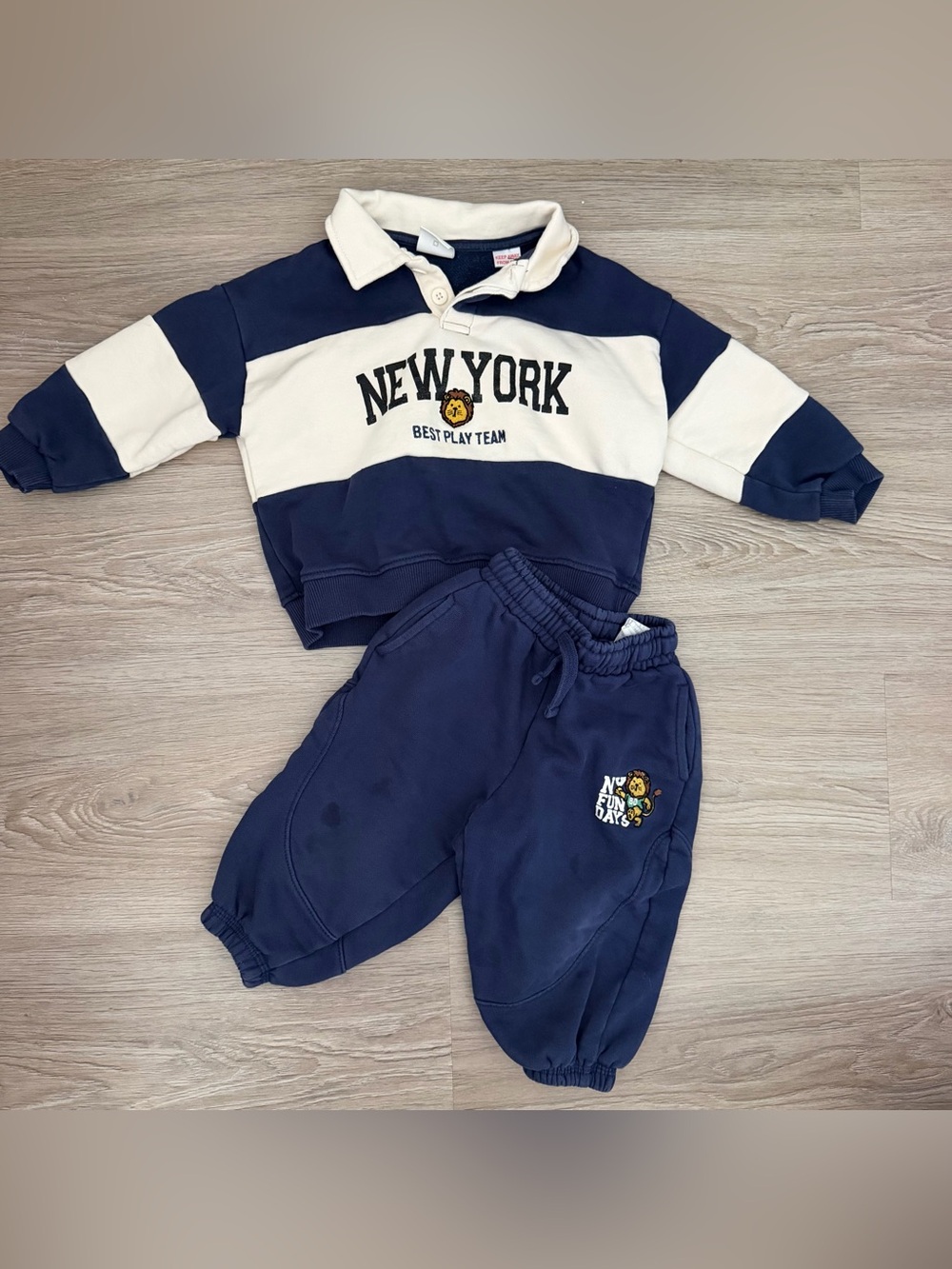ZARA Toddler Boy New York Lion Sweatshirt Set Size 2 Years